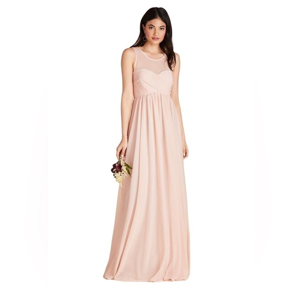 Birdy Grey Ryan Bridesmaid Dress XS NWT Mesh Chiffon A-Line Pale‎ Pink Blush